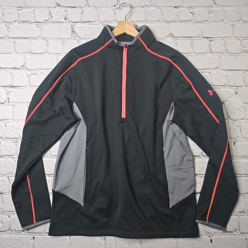Under Armour Gray Pink Half Zip Fleece Lined Pullover Size MD‎ Loose